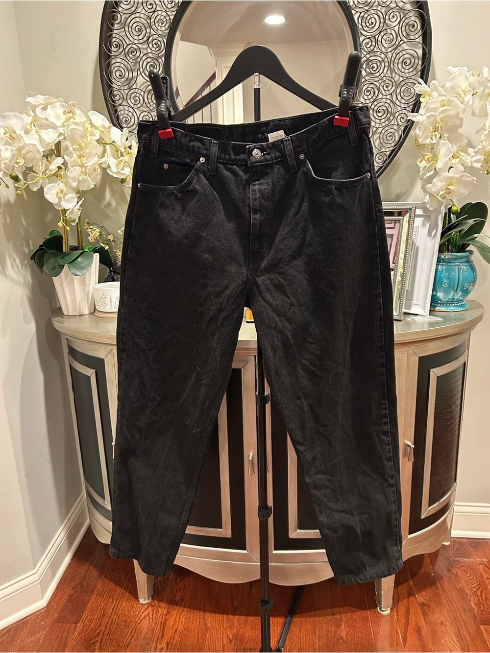 Levi's 505 ORANGES tag Men’s Relaxed Black Jeans